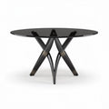 Tavolo rotondo in vetro temperato con base in metallo – 120 x 120 x 75 cm