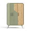 Armadio in legno con finitura verde e beige per camera da letto – 150 x 80 x 200 cm