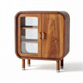 Mobile contenitore in legno con ante in vetro per soggiorno – 60 x 40 x 80 cm